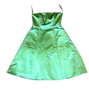 NWT unique Clover Green Strapless coctail tea length dress shimmer size 10